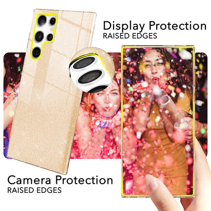 NALIA Glitzerhülle für Samsung Galaxy S24 Ultra – Funkelnder Glitzer-Look & Grip – SHINEPOP (Silikon Case) – Marke aus Berlin