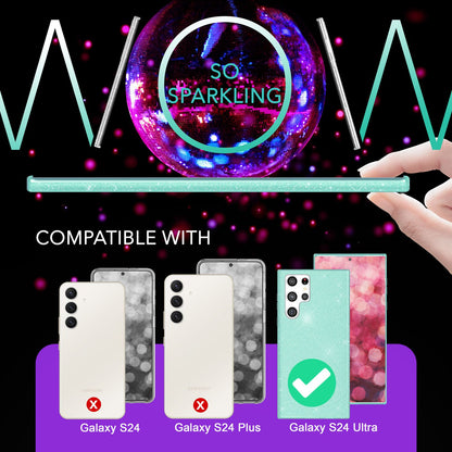 NALIA Glitzerhülle für Samsung Galaxy S24 Ultra – Funkelnder Glitzer-Look & Grip – SHINEPOP (Silikon Case) – Marke aus Berlin