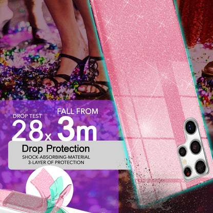 NALIA Glitzerhülle für Samsung Galaxy S24 Ultra – Funkelnder Glitzer-Look & Grip – SHINEPOP (Silikon Case) – Marke aus Berlin