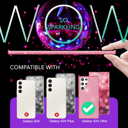 NALIA Glitzerhülle für Samsung Galaxy S24 Ultra – Funkelnder Glitzer-Look & Grip – SHINEPOP (Silikon Case) – Marke aus Berlin