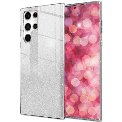 NALIA Glitzerhülle für Samsung Galaxy S24 Ultra – Funkelnder Glitzer-Look & Grip – SHINEPOP (Silikon Case) – Marke aus Berlin