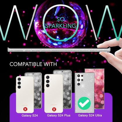 NALIA Glitzerhülle für Samsung Galaxy S24 Ultra – Funkelnder Glitzer-Look & Grip – SHINEPOP (Silikon Case) – Marke aus Berlin