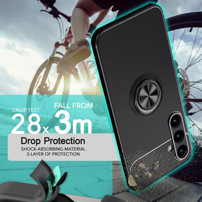 NALIA Ringhülle für Samsung Galaxy S24 – Ring-Ständer 360° & für Magnet-Halter – GRIP360 (Mattiertes Silikon Case) – Marke aus Berlin