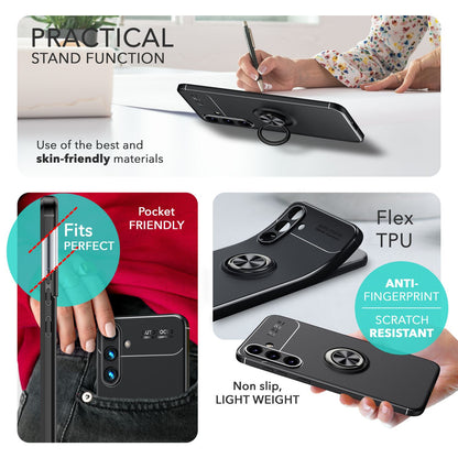 NALIA Ringhülle für Samsung Galaxy S24 – Ring-Ständer 360° & für Magnet-Halter – GRIP360 (Mattiertes Silikon Case) – Marke aus Berlin