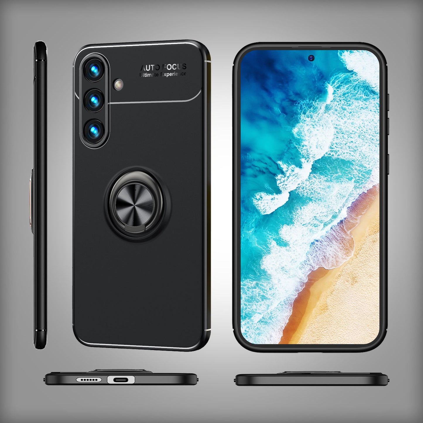 NALIA Ringhülle für Samsung Galaxy S24 – Ring-Ständer 360° & für Magnet-Halter – GRIP360 (Mattiertes Silikon Case) – Marke aus Berlin