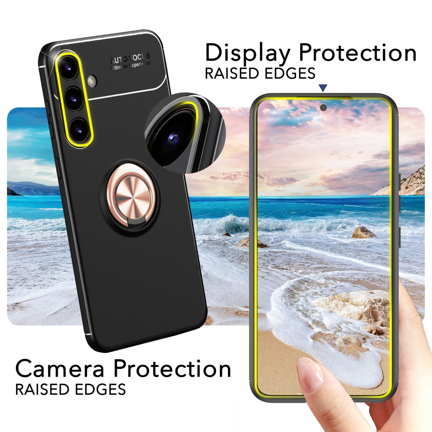 NALIA Ringhülle für Samsung Galaxy S24 – Ring-Ständer 360° & für Magnet-Halter – GRIP360 (Mattiertes Silikon Case) – Marke aus Berlin