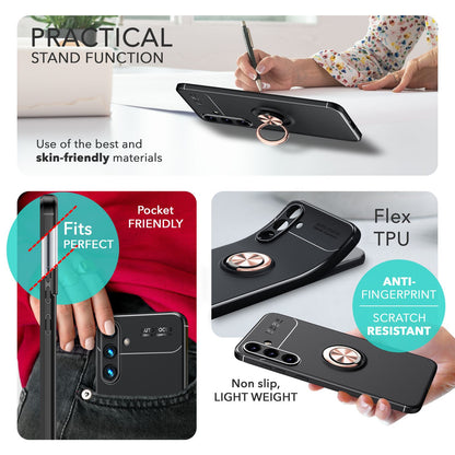 NALIA Ringhülle für Samsung Galaxy S24 – Ring-Ständer 360° & für Magnet-Halter – GRIP360 (Mattiertes Silikon Case) – Marke aus Berlin