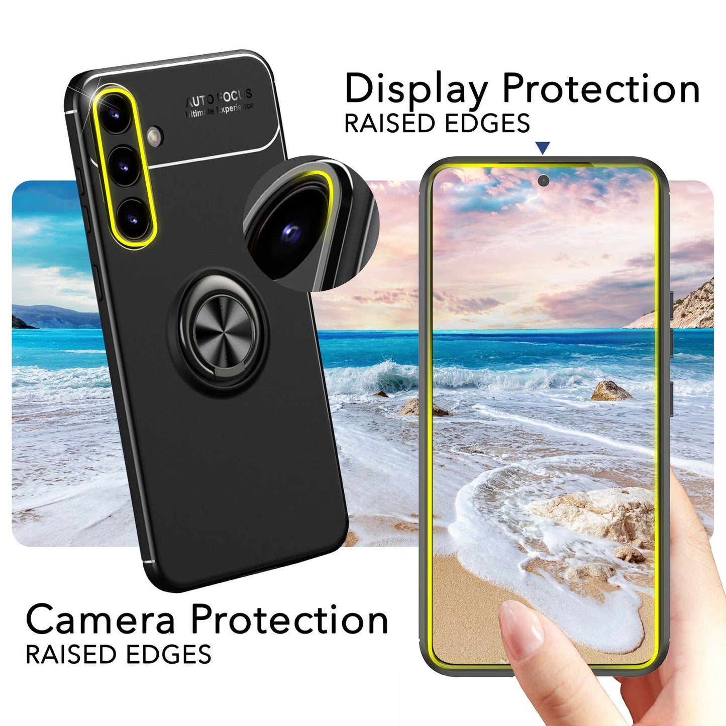 NALIA Ringhülle für Samsung Galaxy S24 Plus – Ring-Ständer 360° & für Magnet-Halter – GRIP360 (Mattiertes Silikon Case) – Marke aus Berlin