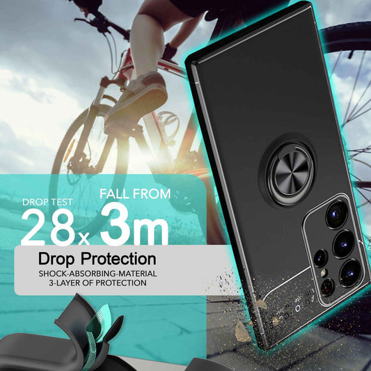 NALIA Ringhülle für Samsung Galaxy S24 Ultra – Ring-Ständer 360° & für Magnet-Halter – GRIP360 (Mattiertes Silikon Case) – Marke aus Berlin