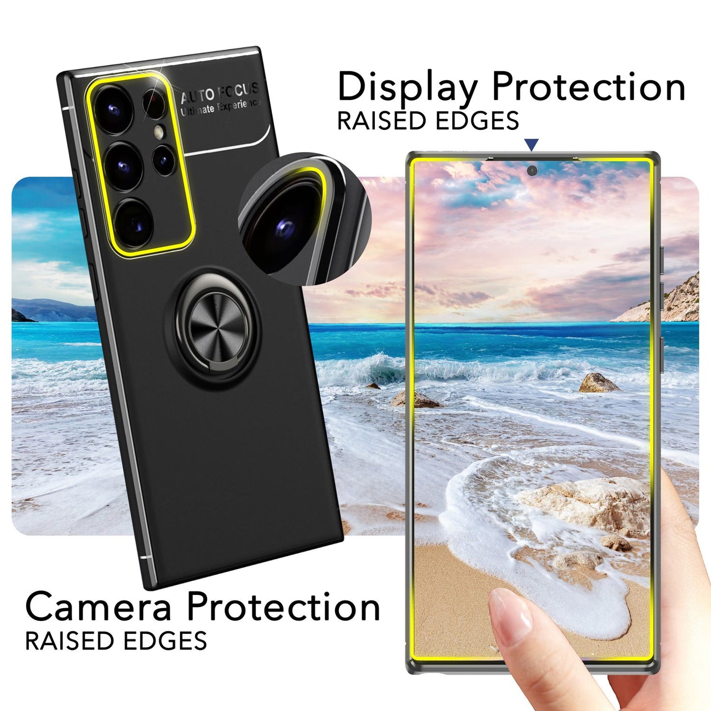 NALIA Ringhülle für Samsung Galaxy S24 Ultra – Ring-Ständer 360° & für Magnet-Halter – GRIP360 (Mattiertes Silikon Case) – Marke aus Berlin