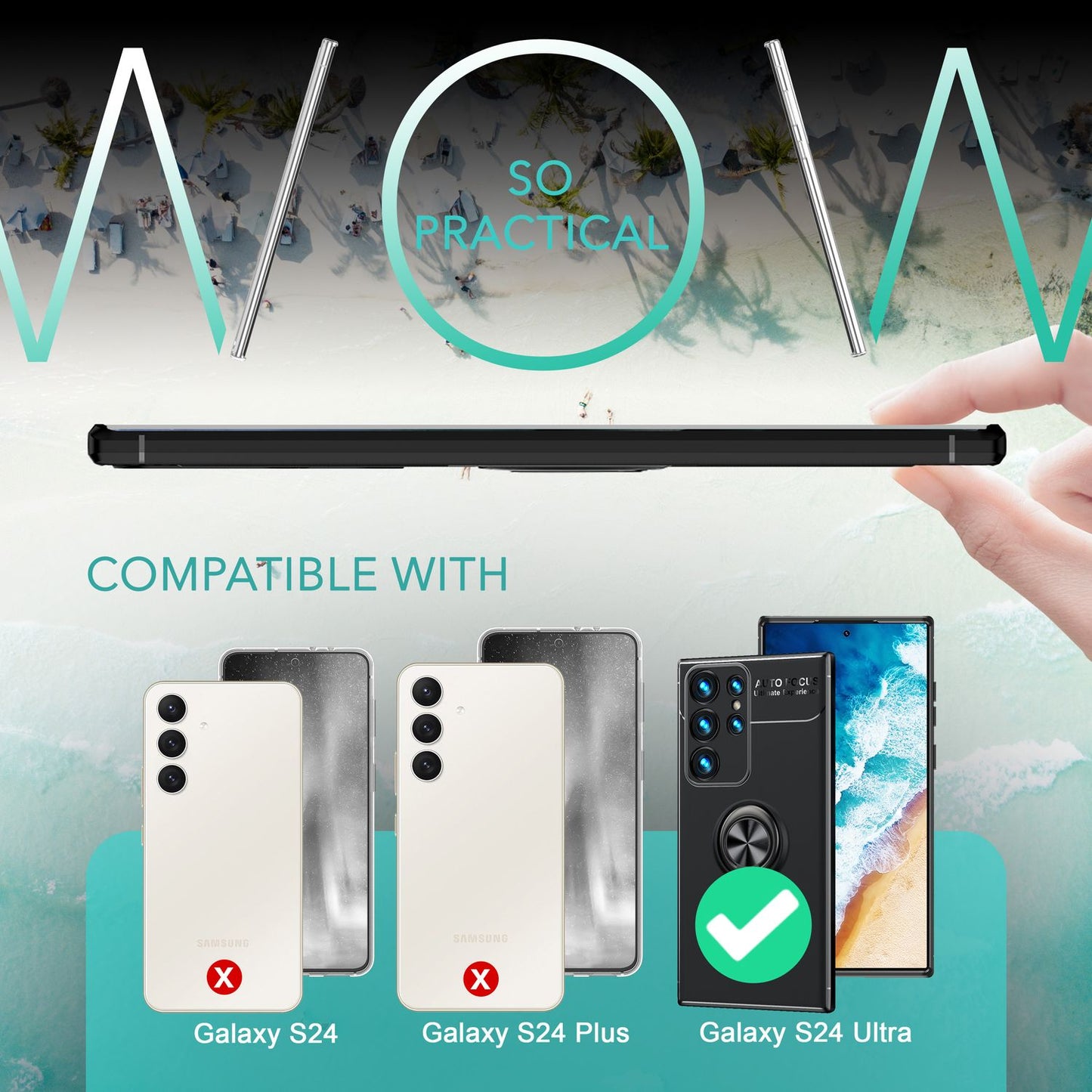 NALIA Ringhülle für Samsung Galaxy S24 Ultra – Ring-Ständer 360° & für Magnet-Halter – GRIP360 (Mattiertes Silikon Case) – Marke aus Berlin