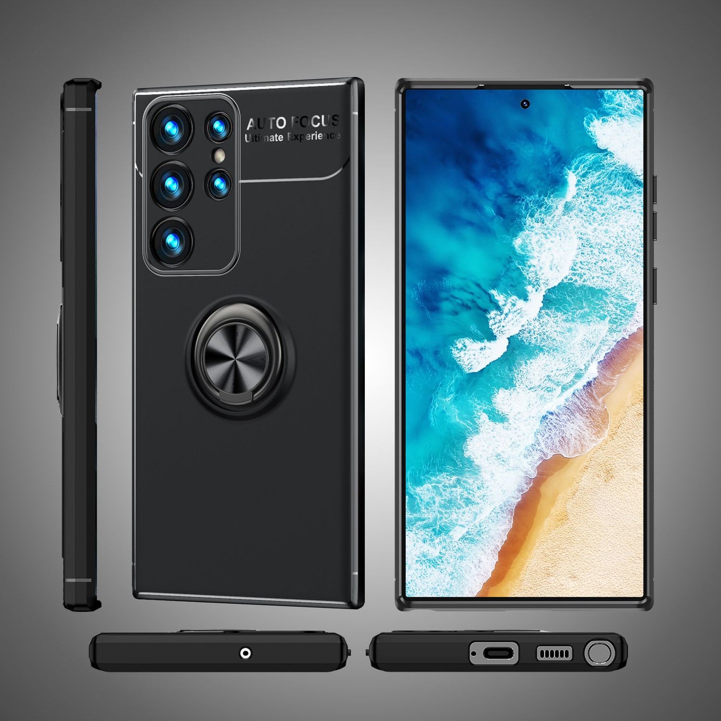 NALIA Ringhülle für Samsung Galaxy S24 Ultra – Ring-Ständer 360° & für Magnet-Halter – GRIP360 (Mattiertes Silikon Case) – Marke aus Berlin