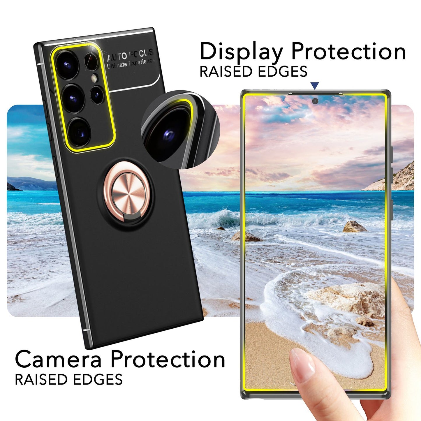 NALIA Ringhülle für Samsung Galaxy S24 Ultra – Ring-Ständer 360° & für Magnet-Halter – GRIP360 (Mattiertes Silikon Case) – Marke aus Berlin