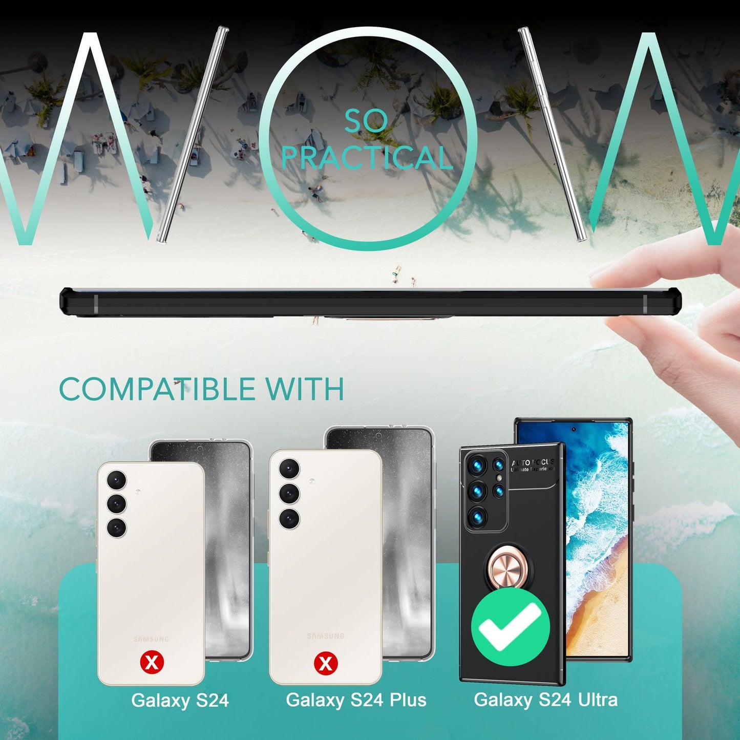 NALIA Ringhülle für Samsung Galaxy S24 Ultra – Ring-Ständer 360° & für Magnet-Halter – GRIP360 (Mattiertes Silikon Case) – Marke aus Berlin