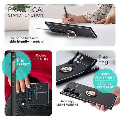 NALIA Ringhülle für Samsung Galaxy S24 Ultra – Ring-Ständer 360° & für Magnet-Halter – GRIP360 (Mattiertes Silikon Case) – Marke aus Berlin