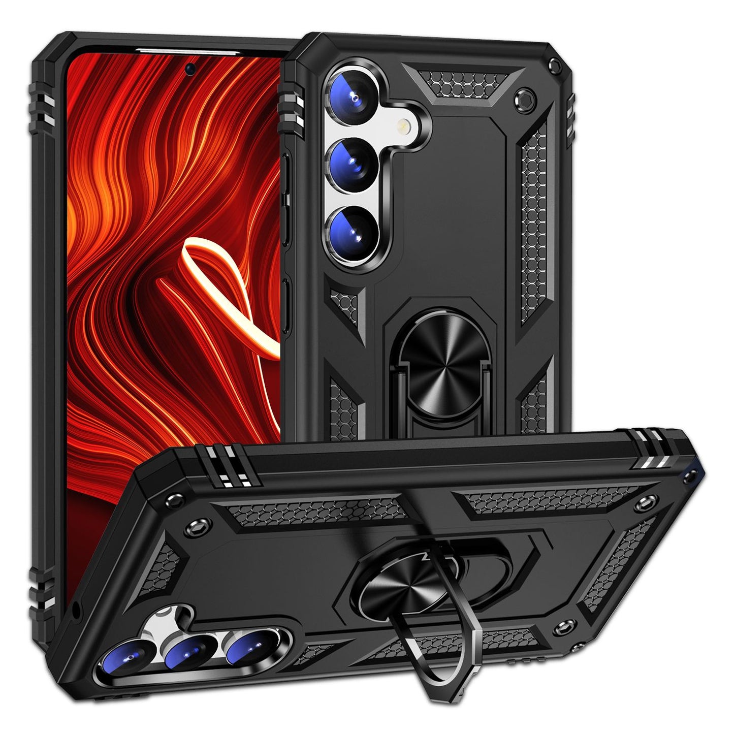 NALIA Panzerhülle für Samsung Galaxy S24 – Ring-Ständer 360° & Magnet-Halterung Kompatibel – RINGDEFEND (Stoßfestes Outdoor Case) – Marke aus Berlin
