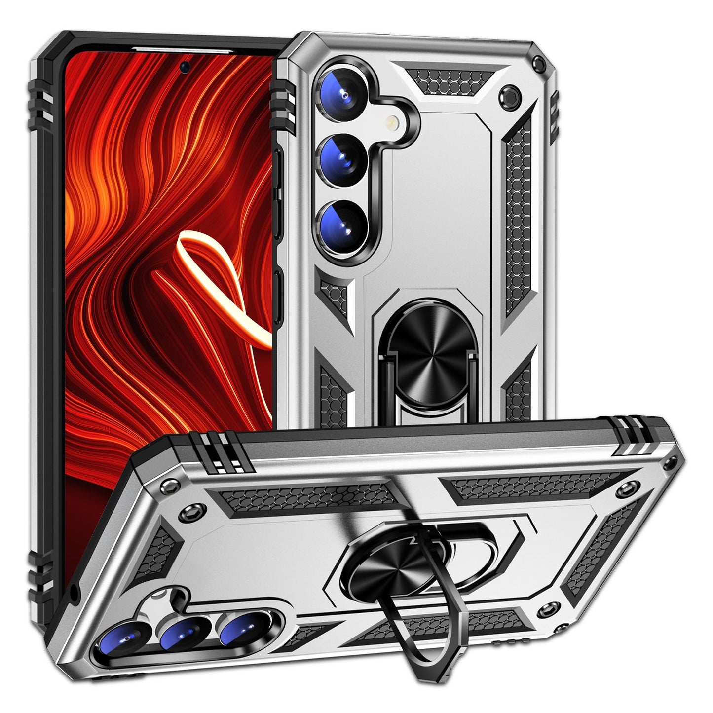 NALIA Panzerhülle für Samsung Galaxy S24 – Ring-Ständer 360° & Magnet-Halterung Kompatibel – RINGDEFEND (Stoßfestes Outdoor Case) – Marke aus Berlin