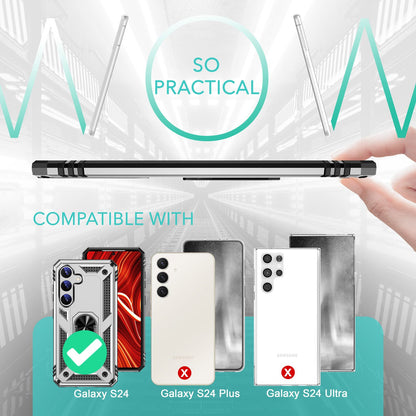 NALIA Panzerhülle für Samsung Galaxy S24 – Ring-Ständer 360° & Magnet-Halterung Kompatibel – RINGDEFEND (Stoßfestes Outdoor Case) – Marke aus Berlin