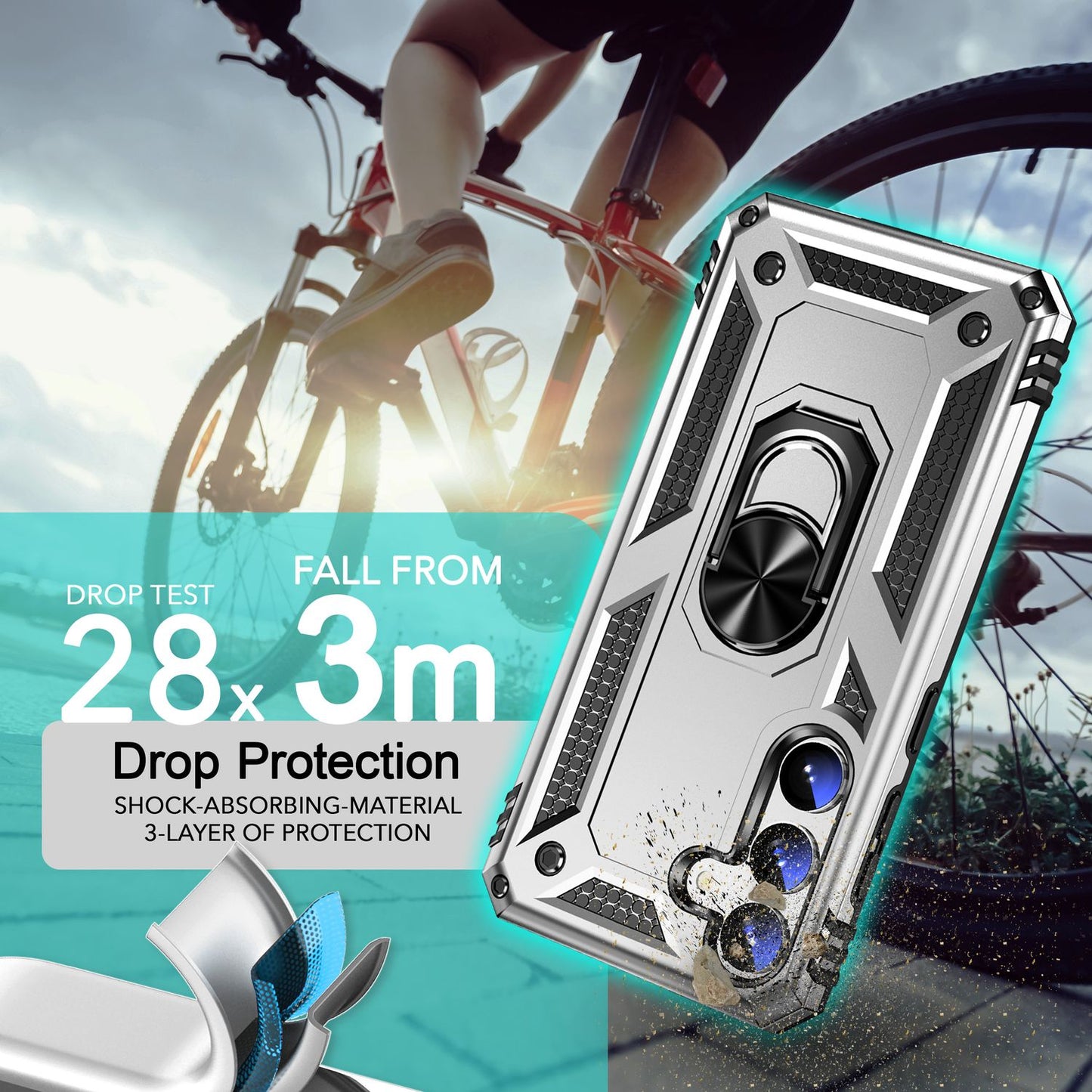 NALIA Panzerhülle für Samsung Galaxy S24 Plus – Ring-Ständer 360° & Magnet-Halterung Kompatibel – RINGDEFEND (Stoßfestes Outdoor Case) – Marke aus Berlin