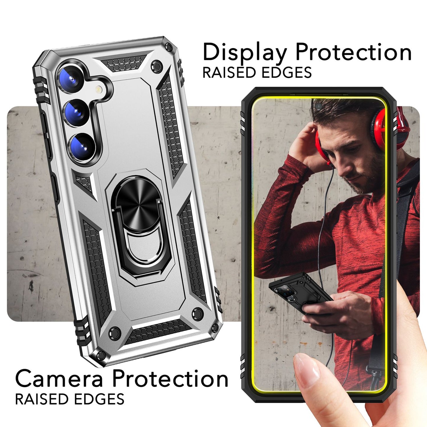 NALIA Panzerhülle für Samsung Galaxy S24 Plus – Ring-Ständer 360° & Magnet-Halterung Kompatibel – RINGDEFEND (Stoßfestes Outdoor Case) – Marke aus Berlin