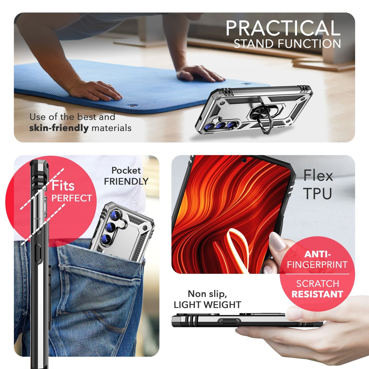 NALIA Panzerhülle für Samsung Galaxy S24 Plus – Ring-Ständer 360° & Magnet-Halterung Kompatibel – RINGDEFEND (Stoßfestes Outdoor Case) – Marke aus Berlin