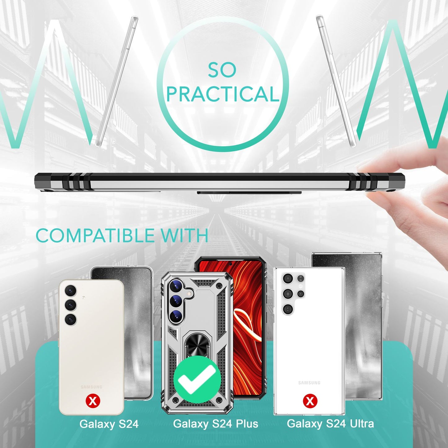 NALIA Panzerhülle für Samsung Galaxy S24 Plus – Ring-Ständer 360° & Magnet-Halterung Kompatibel – RINGDEFEND (Stoßfestes Outdoor Case) – Marke aus Berlin