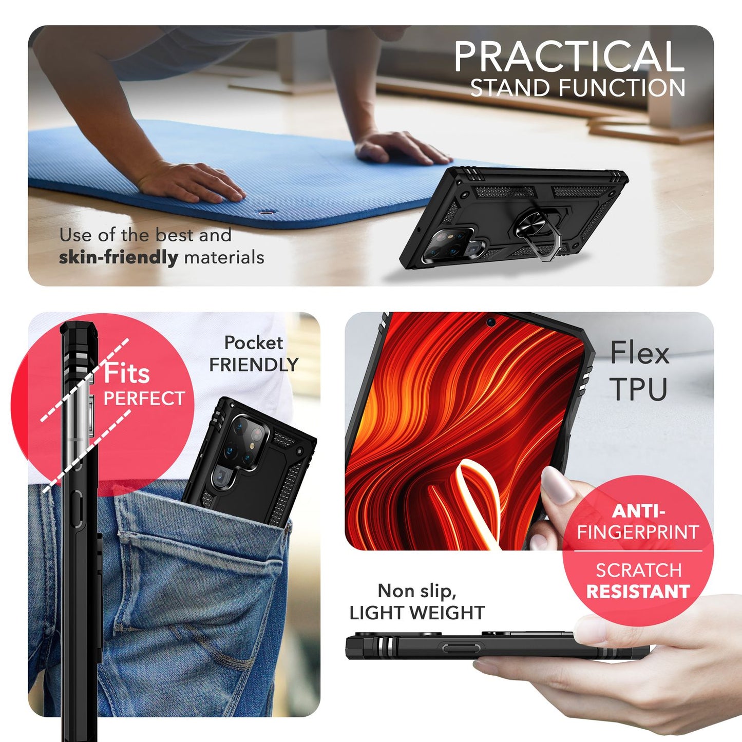 NALIA Panzerhülle für Samsung Galaxy S24 Ultra – Ring-Ständer 360° & Magnet-Halterung Kompatibel – RINGDEFEND (Stoßfestes Outdoor Case) – Marke aus Berlin
