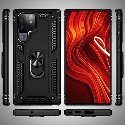 NALIA Panzerhülle für Samsung Galaxy S24 Ultra – Ring-Ständer 360° & Magnet-Halterung Kompatibel – RINGDEFEND (Stoßfestes Outdoor Case) – Marke aus Berlin