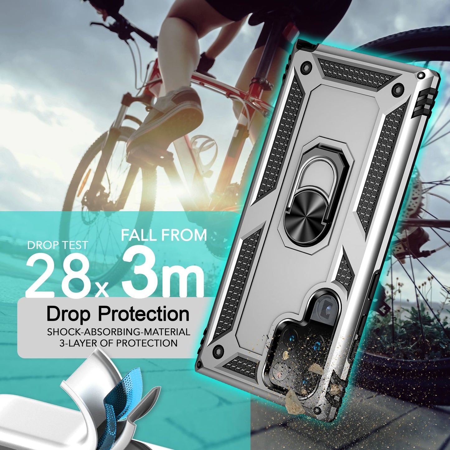 NALIA Panzerhülle für Samsung Galaxy S24 Ultra – Ring-Ständer 360° & Magnet-Halterung Kompatibel – RINGDEFEND (Stoßfestes Outdoor Case) – Marke aus Berlin