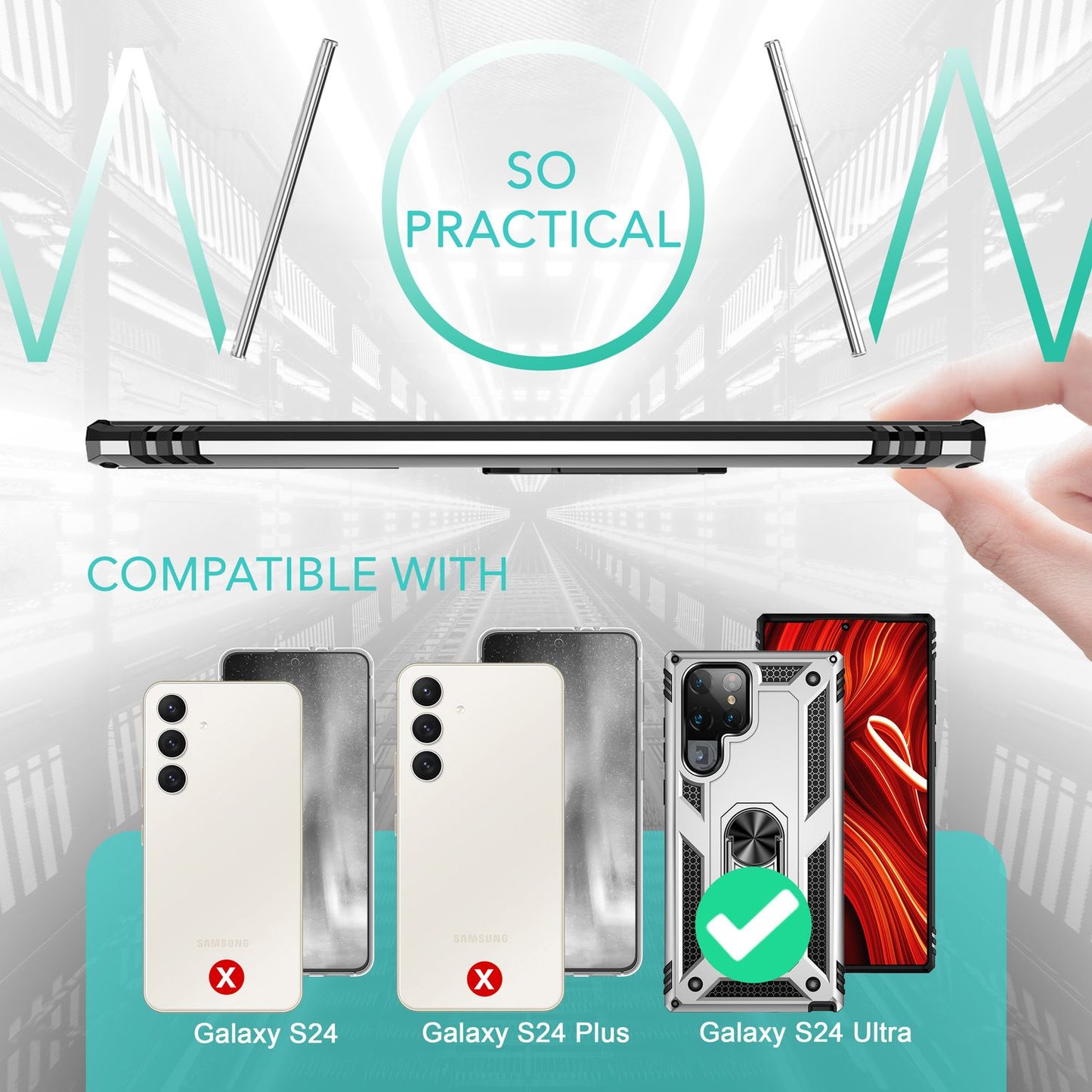 NALIA Panzerhülle für Samsung Galaxy S24 Ultra – Ring-Ständer 360° & Magnet-Halterung Kompatibel – RINGDEFEND (Stoßfestes Outdoor Case) – Marke aus Berlin