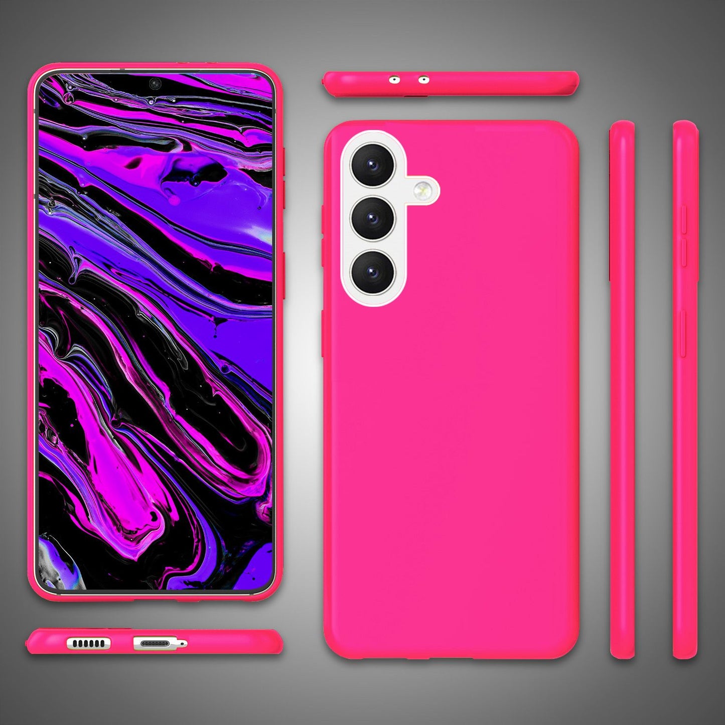 NALIA Neon Silikonhülle für Samsung Galaxy S24 – Soft-Touch & Signal-Neon – NEONSHOCK (Matte Schutzhülle) – Marke aus Berlin