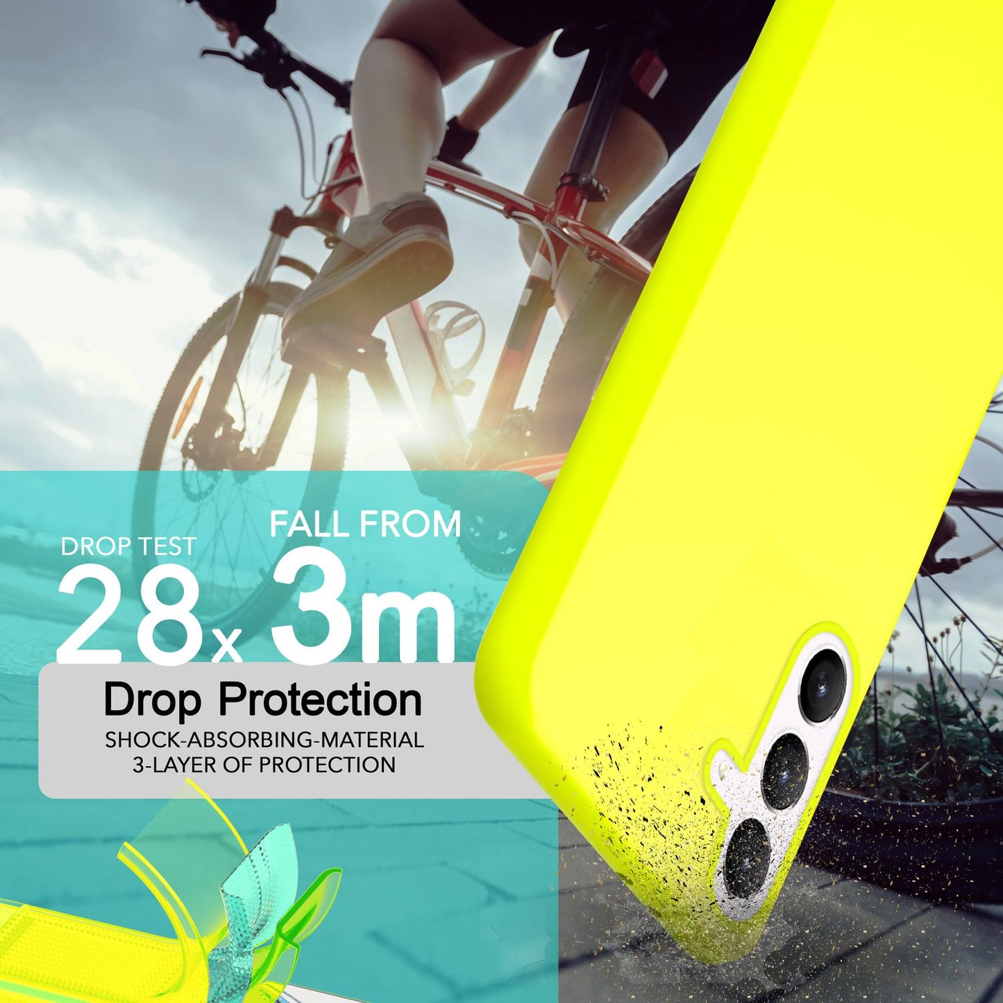 NALIA Neon Silikonhülle für Samsung Galaxy S24 – Soft-Touch & Signal-Neon – NEONSHOCK (Matte Schutzhülle) – Marke aus Berlin