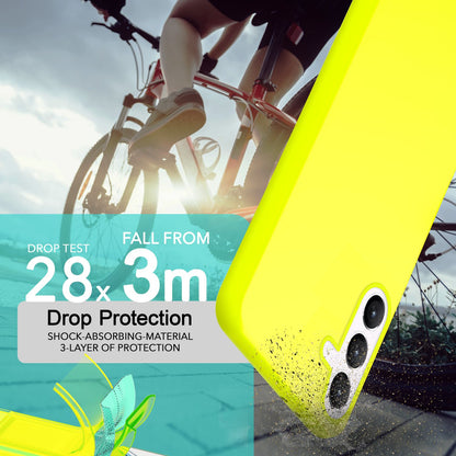 NALIA Neon Silikonhülle für Samsung Galaxy S24 – Soft-Touch & Signal-Neon – NEONSHOCK (Matte Schutzhülle) – Marke aus Berlin