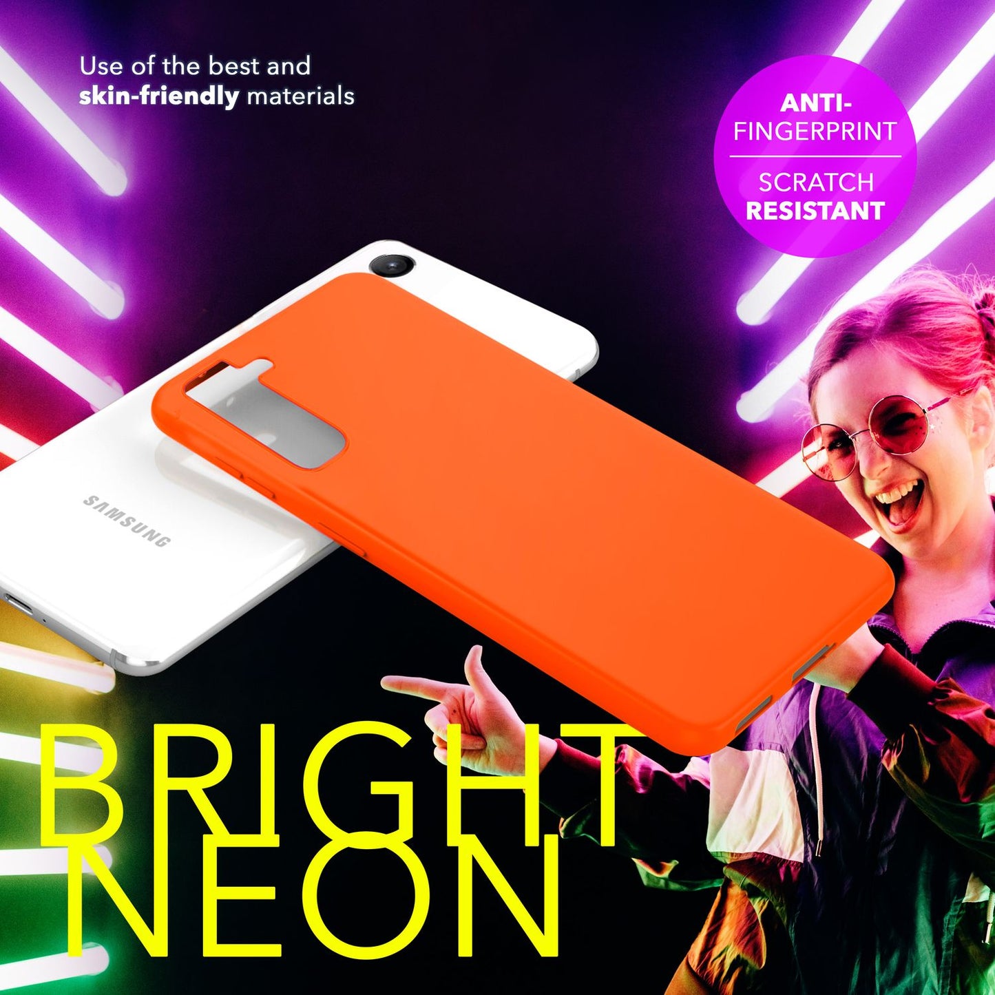 NALIA Neon Silikonhülle für Samsung Galaxy S24 Plus – Soft-Touch & Signal-Neon – NEONSHOCK (Matte Schutzhülle) – Marke aus Berlin