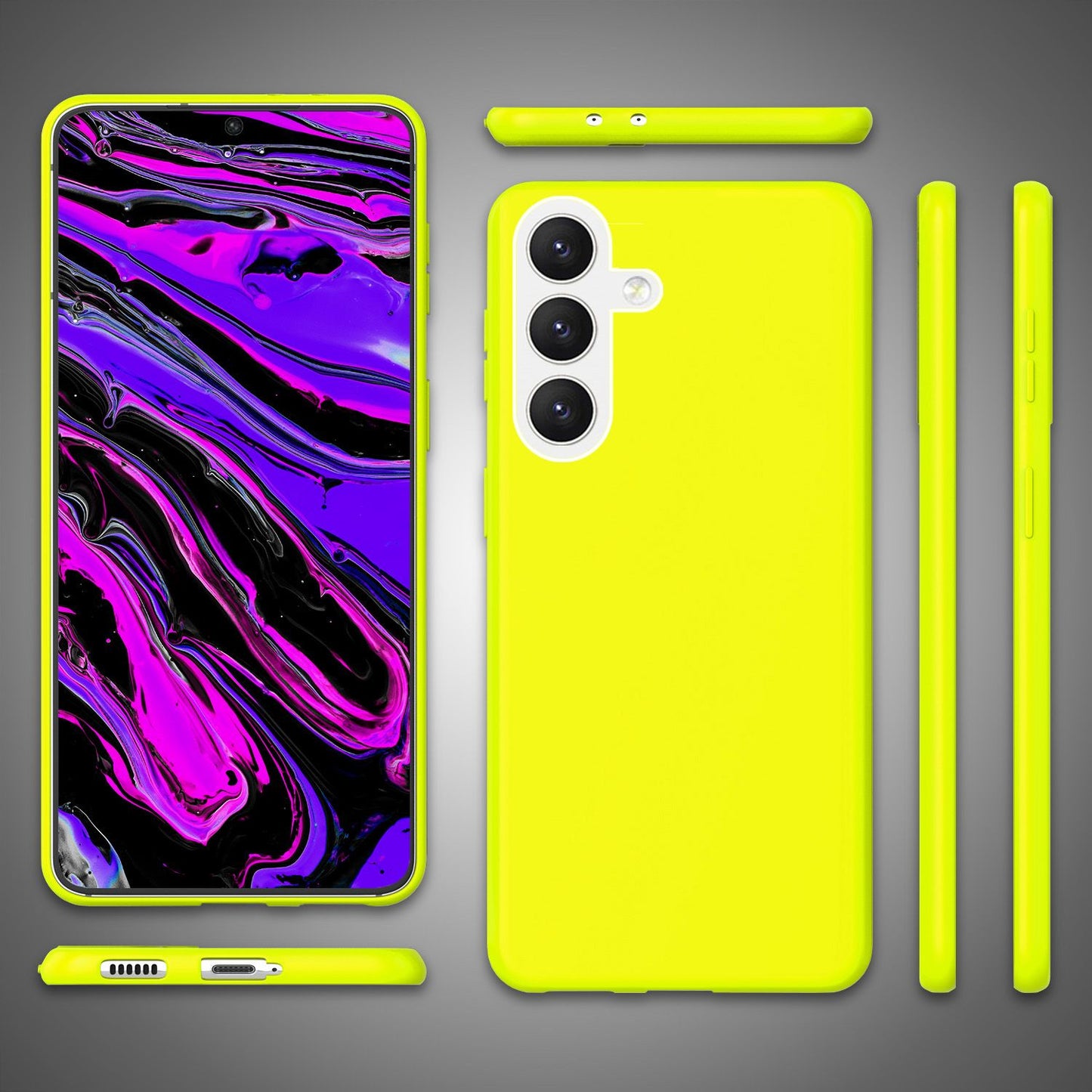 NALIA Neon Silikonhülle für Samsung Galaxy S24 Plus – Soft-Touch & Signal-Neon – NEONSHOCK (Matte Schutzhülle) – Marke aus Berlin