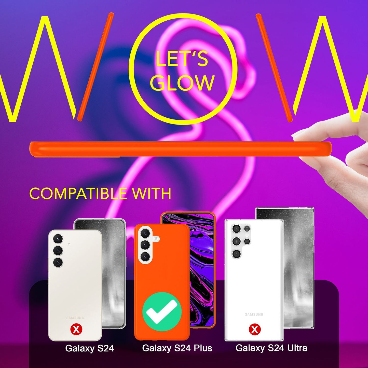 NALIA Neon Silikonhülle für Samsung Galaxy S24 Plus – Soft-Touch & Signal-Neon – NEONSHOCK (Matte Schutzhülle) – Marke aus Berlin