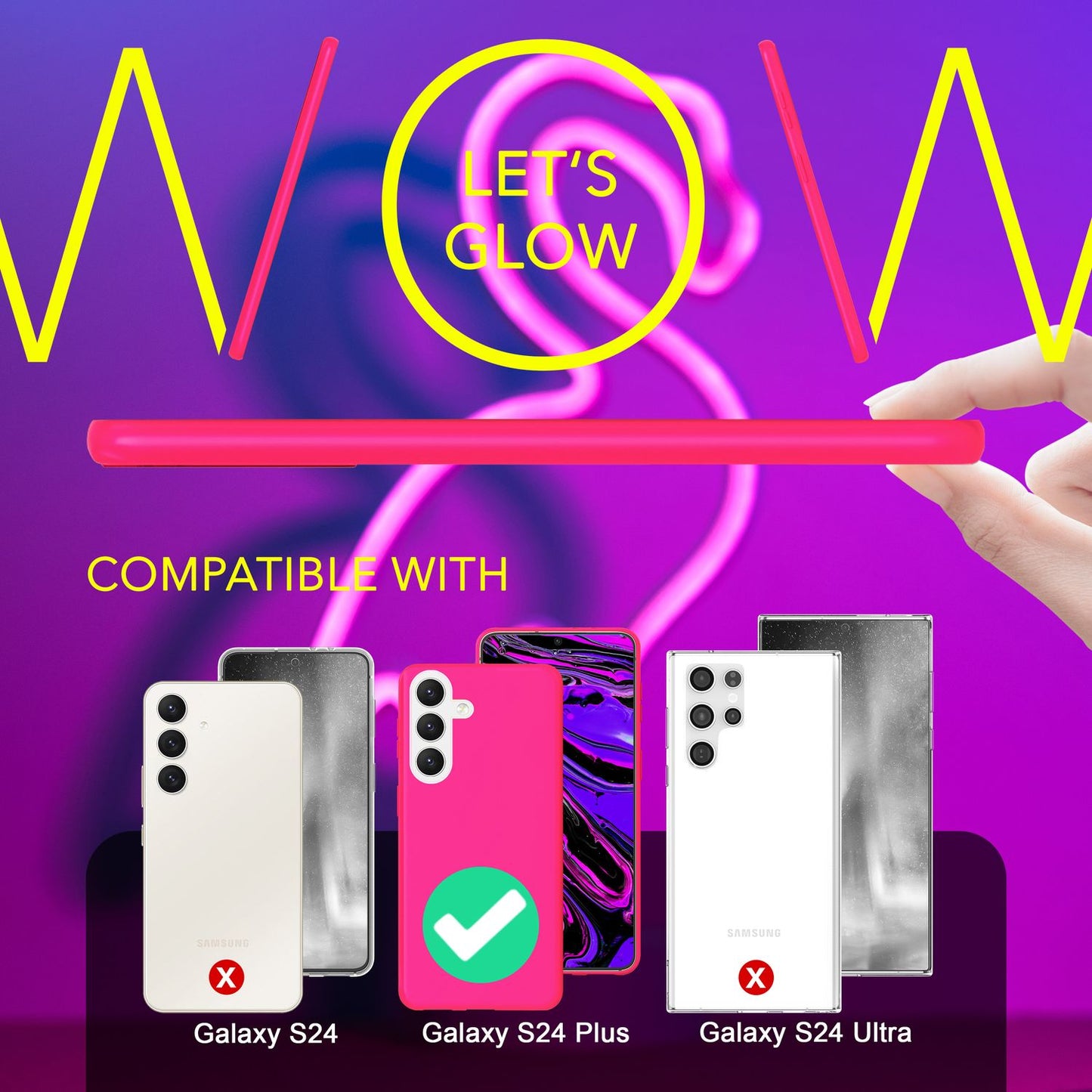 NALIA Neon Silikonhülle für Samsung Galaxy S24 Plus – Soft-Touch & Signal-Neon – NEONSHOCK (Matte Schutzhülle) – Marke aus Berlin