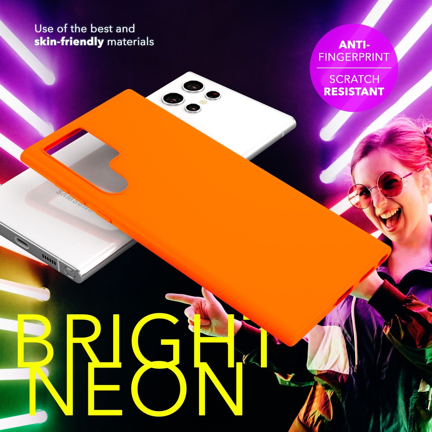 NALIA Neon Silikonhülle für Samsung Galaxy S24 Ultra – Soft-Touch & Signal-Neon – NEONSHOCK (Matte Schutzhülle) – Marke aus Berlin