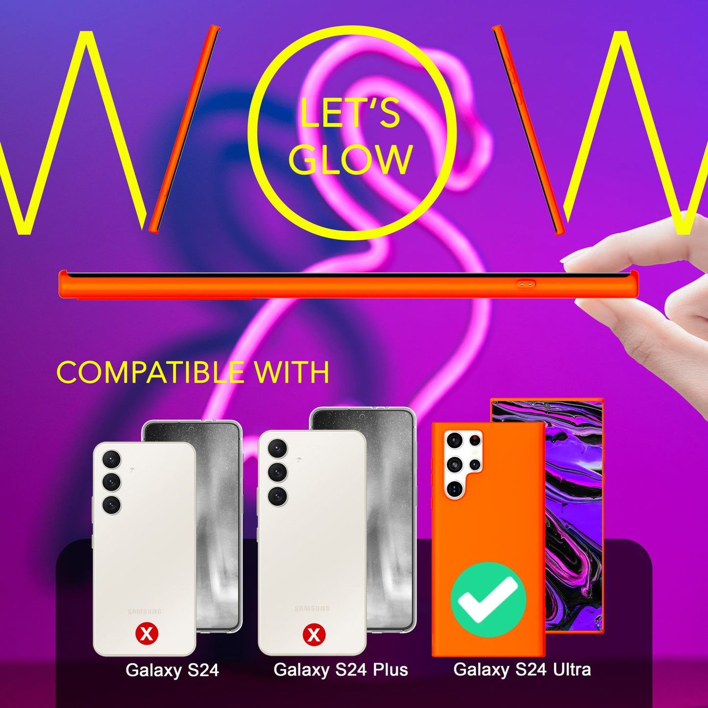 NALIA Neon Silikonhülle für Samsung Galaxy S24 Ultra – Soft-Touch & Signal-Neon – NEONSHOCK (Matte Schutzhülle) – Marke aus Berlin