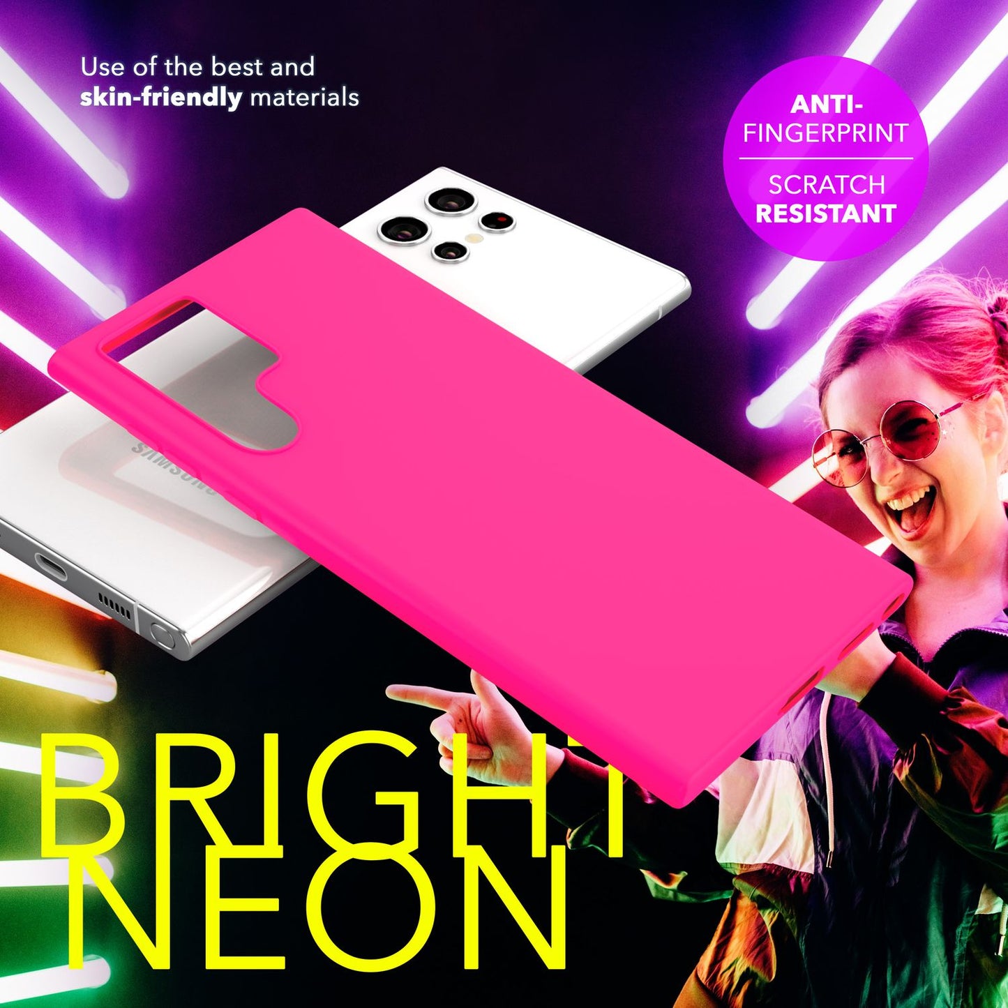 NALIA Neon Silikonhülle für Samsung Galaxy S24 Ultra – Soft-Touch & Signal-Neon – NEONSHOCK (Matte Schutzhülle) – Marke aus Berlin
