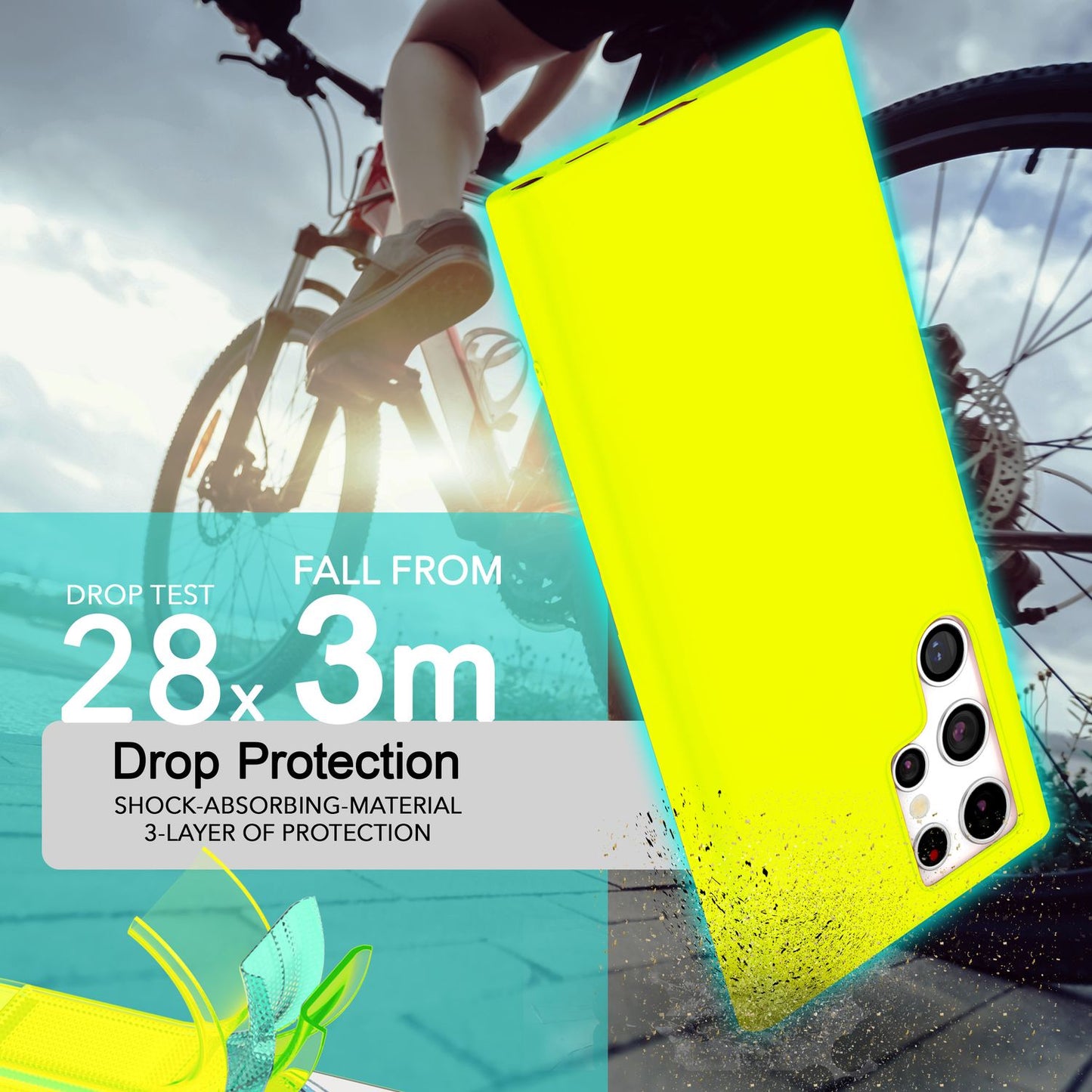 NALIA Neon Silikonhülle für Samsung Galaxy S24 Ultra – Soft-Touch & Signal-Neon – NEONSHOCK (Matte Schutzhülle) – Marke aus Berlin