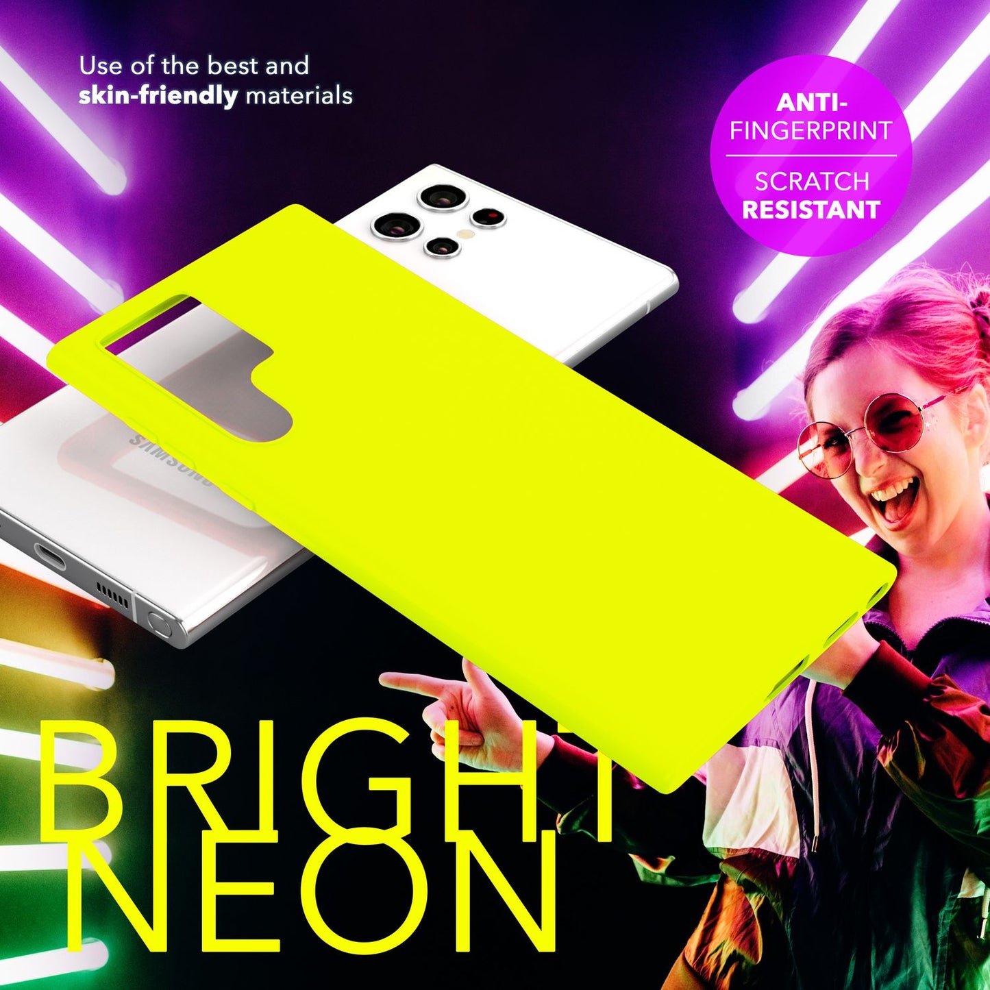 NALIA Neon Silikonhülle für Samsung Galaxy S24 Ultra – Soft-Touch & Signal-Neon – NEONSHOCK (Matte Schutzhülle) – Marke aus Berlin