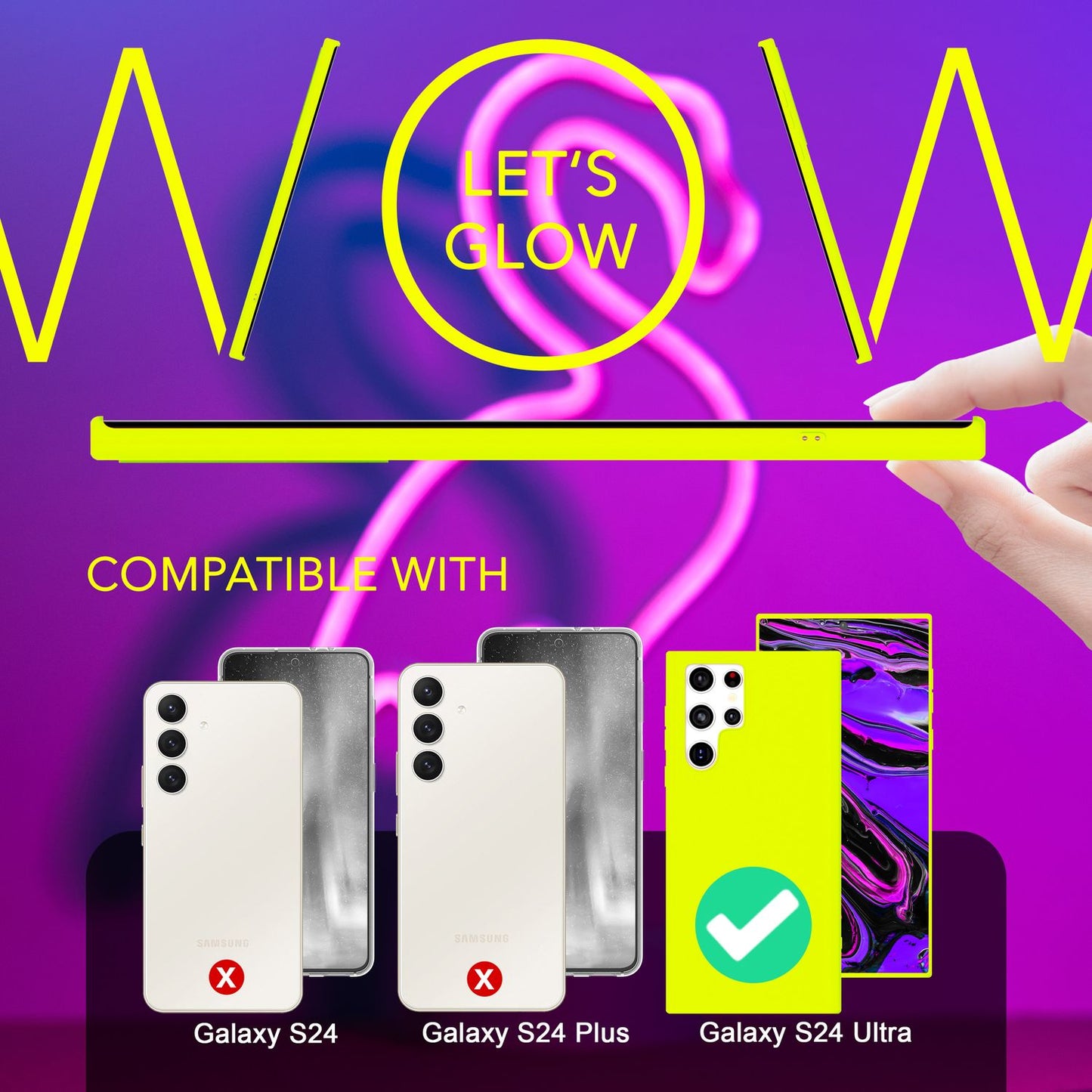 NALIA Neon Silikonhülle für Samsung Galaxy S24 Ultra – Soft-Touch & Signal-Neon – NEONSHOCK (Matte Schutzhülle) – Marke aus Berlin