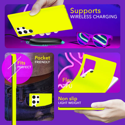 NALIA Neon Silikonhülle für Samsung Galaxy S24 Ultra – Soft-Touch & Signal-Neon – NEONSHOCK (Matte Schutzhülle) – Marke aus Berlin