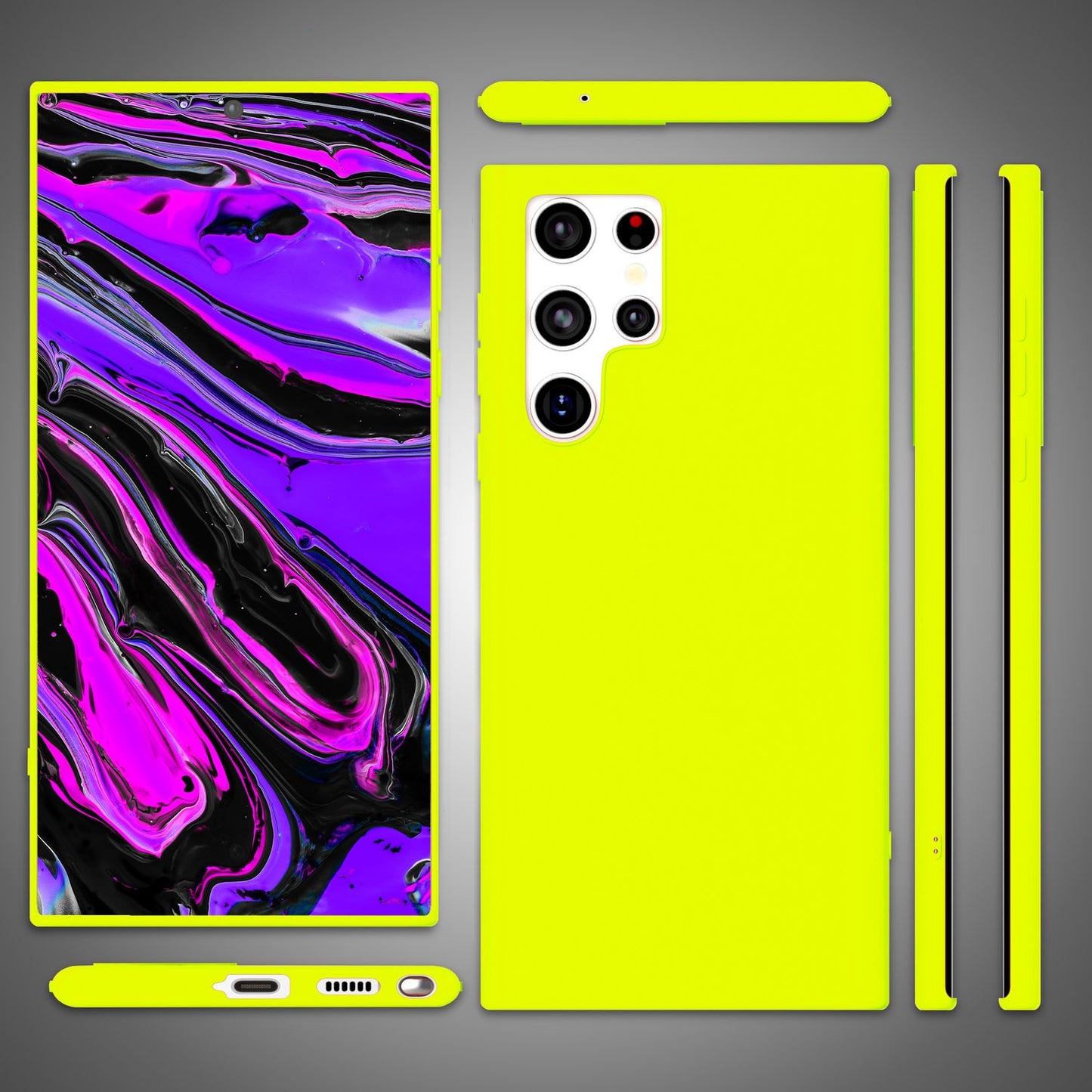 NALIA Neon Silikonhülle für Samsung Galaxy S24 Ultra – Soft-Touch & Signal-Neon – NEONSHOCK (Matte Schutzhülle) – Marke aus Berlin