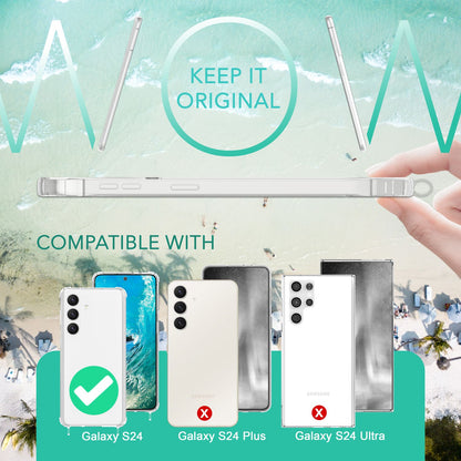 NALIA Handykette für Samsung Galaxy S24 – Transparentes Hybrid-Case & Band – HANGIT PRO (Anti-Gelb Rückseite & Verstellbar) – Marke aus Berlin