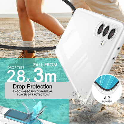 NALIA Handykette für Samsung Galaxy S24 – Transparentes Hybrid-Case & Band – HANGIT PRO (Anti-Gelb Rückseite & Verstellbar) – Marke aus Berlin