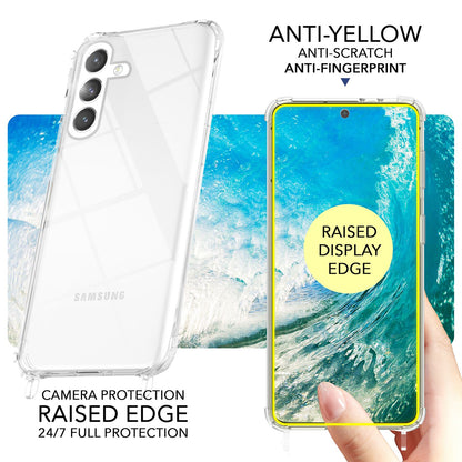 NALIA Handykette für Samsung Galaxy S24 Plus – Transparentes Hybrid-Case & Band – HANGIT PRO (Anti-Gelb Rückseite & Verstellbar) – Marke aus Berlin
