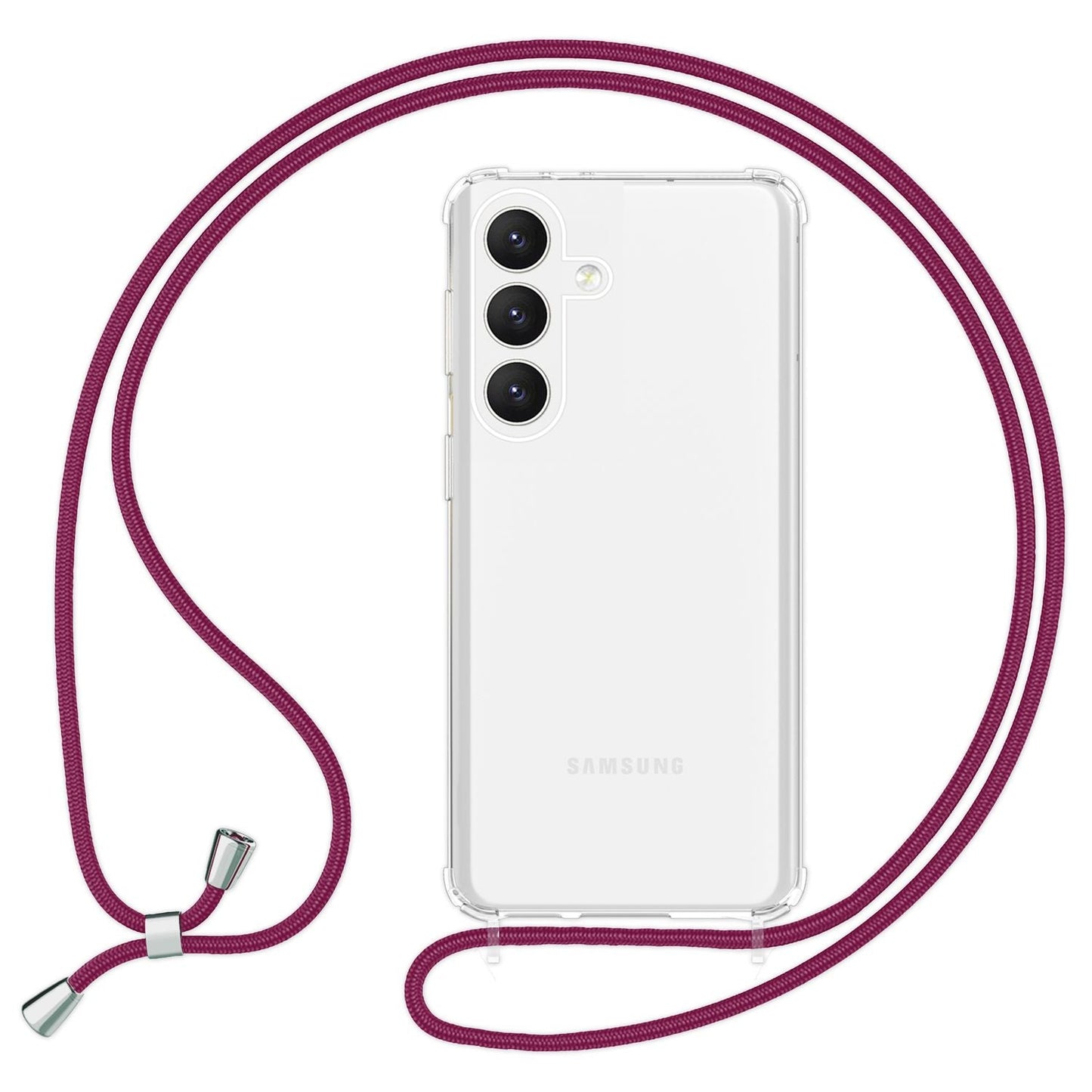 NALIA Handykette für Samsung Galaxy S24 Plus – Transparentes Hybrid-Case & Band – HANGIT PRO (Anti-Gelb Rückseite & Verstellbar) – Marke aus Berlin