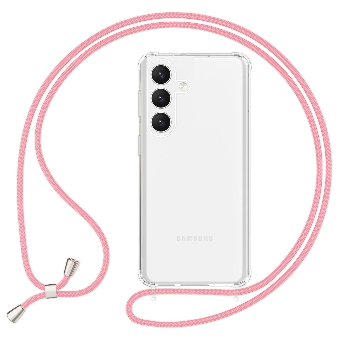 NALIA Handykette für Samsung Galaxy S24 Plus – Transparentes Hybrid-Case & Band – HANGIT PRO (Anti-Gelb Rückseite & Verstellbar) – Marke aus Berlin